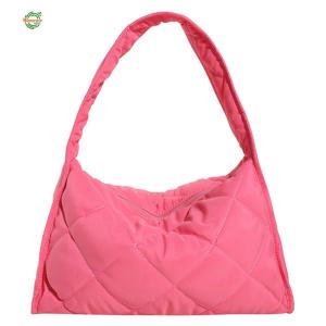 ผู้หญิง Solid Puffer Bag Zipper ช่องว่างใต้วงแขนความจุขนาดใหญ่แฟชั่นน้ำหนักเบาทุกวันกระเป๋าหิ้ว[Winnereco World]