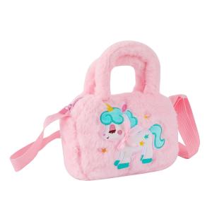Kiddo Zone Rainbow Pony Plush Shoulder Bag  Unicorn Plush Shoulder Bags Flap Children Crossbody Bags  Casual Sling