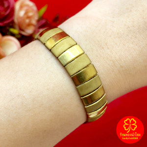 สร้อยข้อมือทองเหลืองโบราณลายเงาสลับพ่นทราย ความยาว 7 นิ้ว งานทองเหลืองแท้ งานดิบไม่ได้ชุบ ทองเหลืองโบราณ