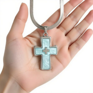 2026 female pink white blue cross necklace ins style luxury senior sense cross pendant necklace for women accessories