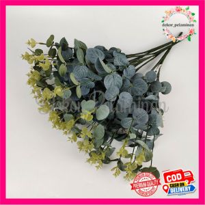 Daun Dollar  Cabang 16 Tiruan Artificial  / Daun Ekaliptus Rumput /  Tanaman Dolar Hias Plastik / Daun Bunga Imitasi Artifisial Import Murah Hiasan Home Dekor Pelaminan