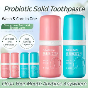 【Two Flavors】Probiotic Brush Free Solid Toothpaste Tablets Whitening Freshening and Long Lasting Scent Removes Stains Plaque Deodorizes and Cleans Teeth益生菌免刷牙膏洗牙片