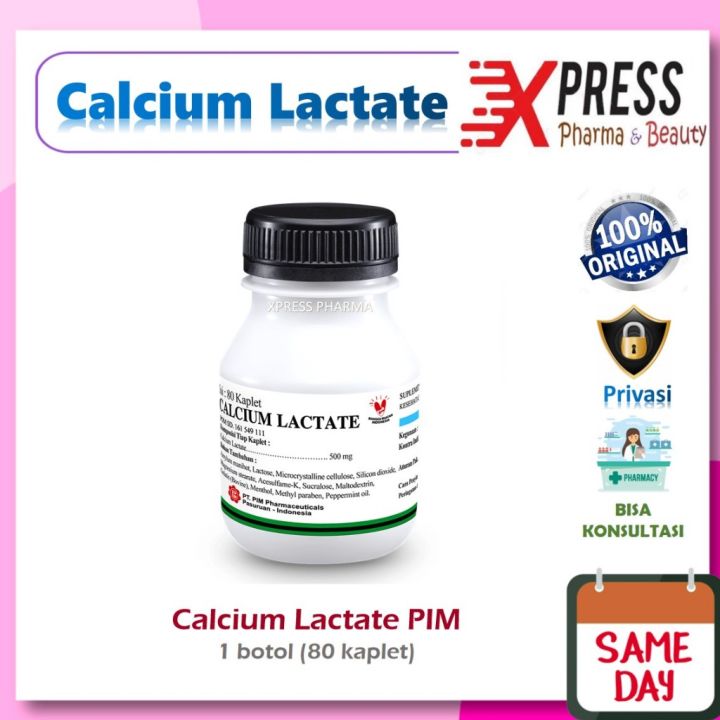 ⚡XPRESS⚡ BOTOL isi 80 Kaplet CALCIUM LACTATE PIM Obat Tulang Kalsium Laktate Laktat Kalk Kalc Calk Kalcium Lactat Calsium Tablet