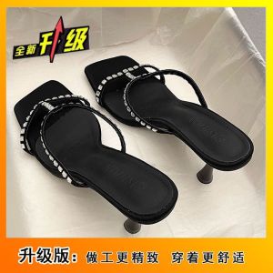 [Free Shipping] Ins-Style Rhinestone Flip-Flops For Women Suitable For Outdoor Wear In Spring And Summer New High-Heeled Stiletto Sandals