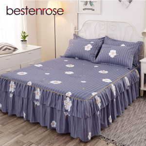 Bestenrose Beb Skirt King/Queen Size 3 IN 1 Cadar Ropol Set Bed Sheet 2 Pillowcase Skirt 5/6/7 Feet Bedspread