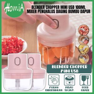 Blender Chopper Mini USB 100ML / Penggiling Bumbu Dapur Daging Ayam / Alat Penghalus Makanan Multifungsi Food Grade - HOMIA