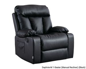 Daphnie-V2 1-Seater Air Leather Manual/ Manual Sofa Recliner with Rocking & Swivel