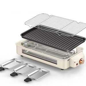 1300W Electric Grill Household Smokeless Multi-functional Barbecue Grill Removable Non-Stick Surface Temperature Control