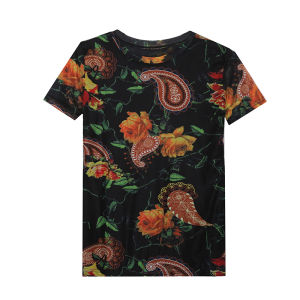 REHIN Womens top Summer fashion mesh three-dimensional unique print short-sleeved T-shirt round neck slim thin S-3XL elegant blouse