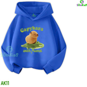 Áo Hoodie bé gái bé trai Capybara with Áo khoác mùa đông Áo có mũ trùm đầu.AK11