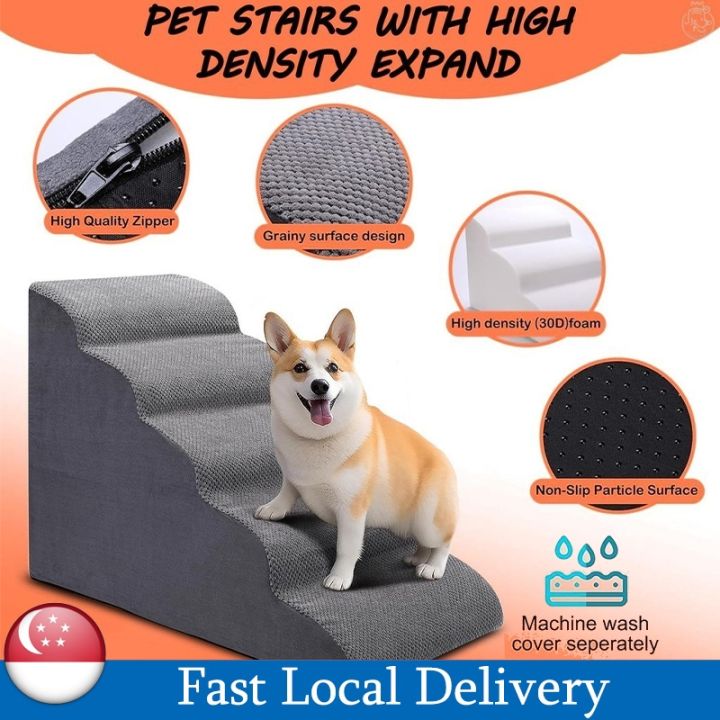 🐶🔥Memory Foam Portable Dog Sofa Stairs Pet 2/3/4 Steps Stairs for Small ...