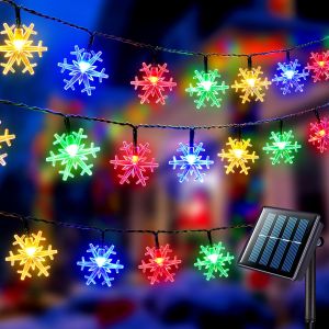 Solar String Lights Outdoor Waterproof 8 Modes Crystal Globe Solar String Fairy Lights Backyard Patio Christmas Lights for Holiday Party Gardens Backyard Wedding