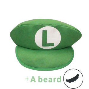 Topi + Kumis Super Mario Bross Luigi Halloween Karakter Lucu Anak