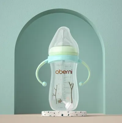 Oberni Baby Bottle Wide Neck PP Plastic Newborn Feeding Anti-Fall And Anti-Colic 270ml drinking cup