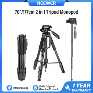 NEEWER Portable Aluminum Alloy Camera 2 in 1 Tripod Monopod Max. 70"/177cm with 3 Way Swivel Pan Head and Carrying Bag for DSLR DV Video Camcorder SAB264