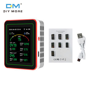 diymore Tuya WiFi 15 in 1 Carbon Dioxide Monitor PM0.3 PM1.0 PM2.5 PM10 Formaldehyde Detector Temperature and Humidity CO2 Air Quality Detector