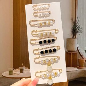 Pins for Clothes with Design Anti-glare Buckle Brooch Pearl Women Clothes Fixed Collar Pin for Pants Waist