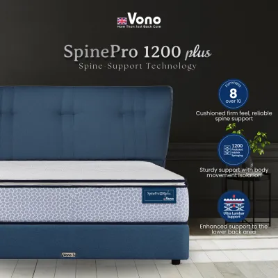 Vono SpinePro 1200 Plus Mattress (Tilam Vono) | 15 years Warranty | Motion Isolation | Spinal Support | Lumbar Support