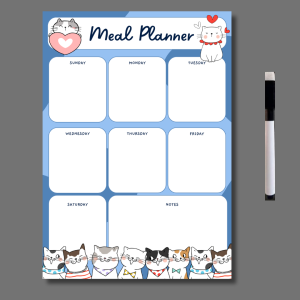 Meal Planner Magnetic Board Ref Laminated A4 Erasable Refrigerator Kitchen Reusable Weekly Minimalist