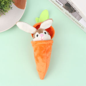 YAFEN Mini Cute Rabbit In Carrot Plush Toys Keychain Anime Brown Lop Eared Bunny Pendant Stuffed Doll Gift