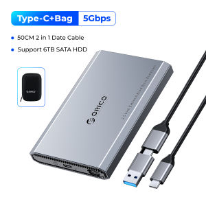 ORICO 2.5" Type-C External HDD Case 5Gbps Hard Drive Enclosure Aluminum Alloy & ABS Heat Dissipation Design for Macbook Style