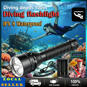 COD+3000LM 10W L2 Diving Flashlight Underwater 200M Depth Torch Lamp Fishing Camping Cycling