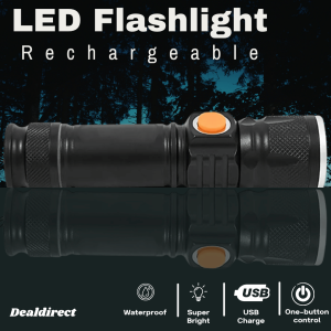 USB Rechargeable LED Flashlight Mini Torch Light Waterproof Zoomable 3 Modes Portable Camping Lamp