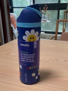 Owala 24oz/32oz Insulated Kids Water Bottle - Sunflower Robot Print Vacuum Insulated with Straw Portable for Sports Outdoor