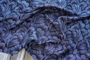 Vintage Black Gold Feather Jacquard Fabric for Fashion Dress Curtains and Decorations Heavy Duty Material