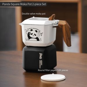 Bincoo van đôi ấm moka với bếp Ấm đun nước máy pha cà phê Espresso Bộ nồi cho gia đình văn phòng ngoài trời