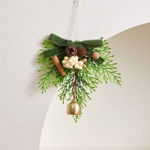 YERZ Velvet Bow Christmas Bell Pendant 3D Creative Christmas Hanging Decorations New Year Gifts with String Christmas Jingle Bells Xmas Party Supplies