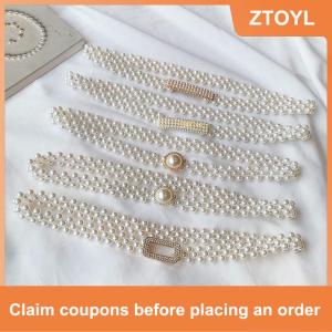 【ZTOYL】 สายคาดเอวประดับมุกขนาดใหญ่สำหรับผู้หญิงกระโปรงแฟชั่นเข้ากับทุกชุดดีไซน์หรูหราแบบลำลอง