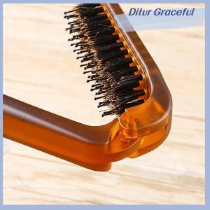 Ditur Boar Bristle Hair Brush Amber Foldable Portable Comb Pocket Collapsible Travel Massager Styling Tool Salon Men Women Gift