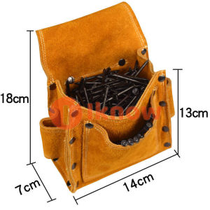High Quality Cowhide Wearable Waist Pack Electric Waist Tool Belt Bag Screwdriver Kit Repair Tool Holder Thickened Anti-Scald Welder Hardware Tool Waist Bag
