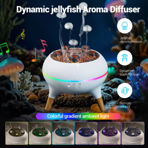 Dynamic Jellyfish Air Humidifier 250ml Essential Oil Diffuser Remote Control Bedroom Humidifier With 7 Colorful Night Lights
