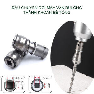 Đầu chuyển đổi máy siết bu lông chạy pin thành khoan bê tông kèm mũi khoan d6mm