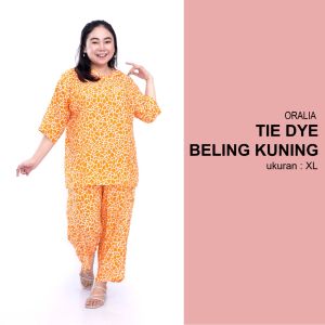 One Set Bigsize /Tie Dye Beling Kuning/ Setelan Celana Panjang / Setelan Jumbo / Tie Die Big Size / Tie Dye Jumbo