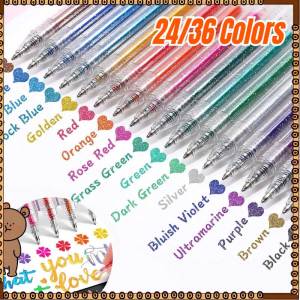 Glitter Pen 12/36 Colour 1mm Magic Gel Pen Shining Metallic Highlight Drawing Doodling Marker Warna