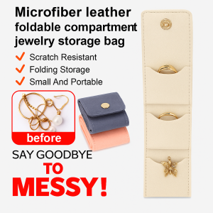 Microfiber Leather Light Luxury Compartment Jewelry Storage Bag Foldable Travel Ring Necklace Earring Organizer