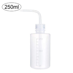 250ml 500ml botol cuci plastik kepala putih bengkok botol pencuci mulut botol botol pembilas transparan