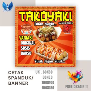 Spanduk Banner TAKOYAKI MANTAP Custom Desain