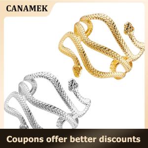 【 CANAMEK 】 Open Snake Upper Arm Bangle Bracelet Adjustable Arm Cuff Bangle Bracelets for Women Fashion Jewelry