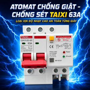 Aptomat TAIXI 63A Cao Cấp – Chống Giật Chống Sét Tức Thì An Toàn Cho Mọi Gia Đình