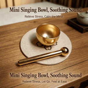 DIVATEN with Mallet and Ball Singing Bowl Set Mini Handmade Copper Chant Bowl Brass Meditation Sound Bowl For Yoga Meditation