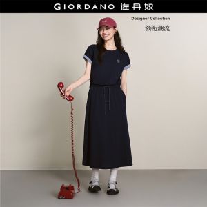 Giordano Women Tom & Jerry embroidery fake two-piece dress Free Shipping 18466718