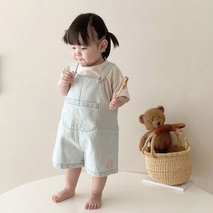 Childrens Short Sleeve T Shirt and overalls set summer thin style Korean version childrens clothing girls outfit baby summer clothes