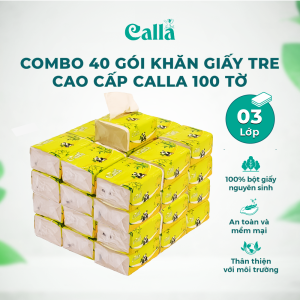 Combo 40 gói Giấy rút Tre Calla 65 tờ 4 lớp mềm mịn không tẩy trắng nguyên liệu Indonesia