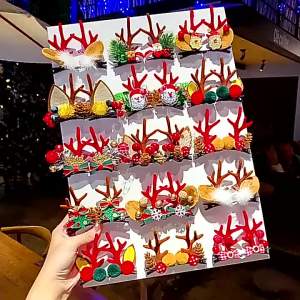 Christmas Hair Clip Ornament Antlers 2025 New Side Clip Hair Accessories Party Cartoon Funny Hair Clips Childrens Hairpins