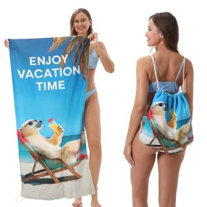 One-Piece Beach Towel One-Piece Bag Can Store Storage Foldable Beach Towel Printed Bath Towel