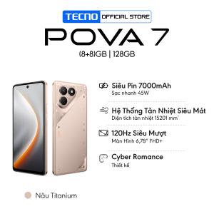 Điện thoại Tecno Pova 7 8/128GB l Siêu Pin 7000mAh l Sạc Nhanh 45W l Màn Hình 6.78" FHD+ 120Hz l Chính hãng